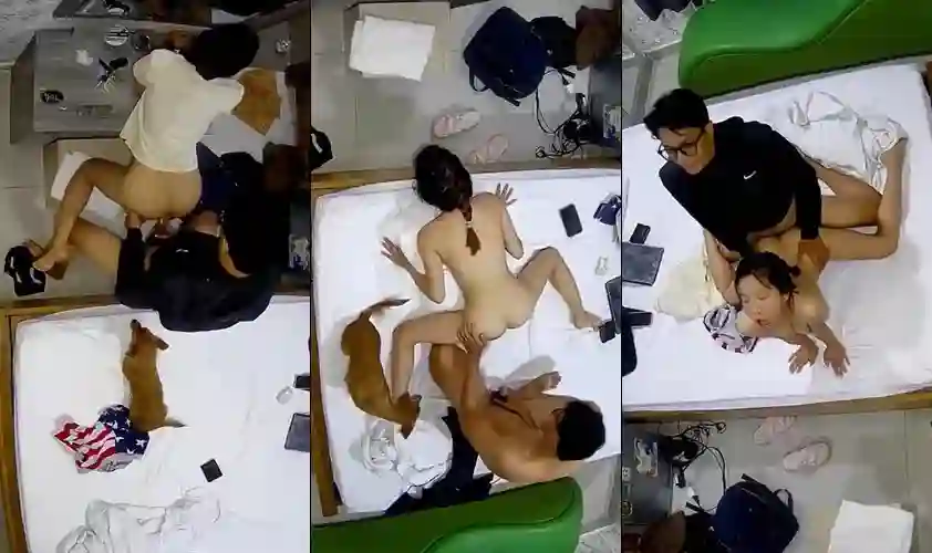 Em nữ sinh học nhóm với bạn trong nhà nghỉ lén lút